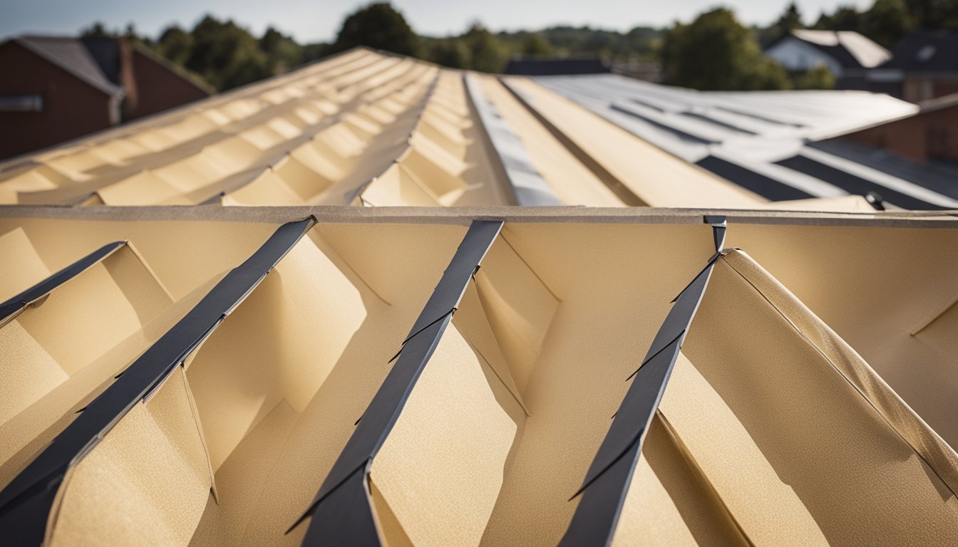 A roof underlayment being installed on a UK home, providing protection from moisture and enhancing the durability of the roof