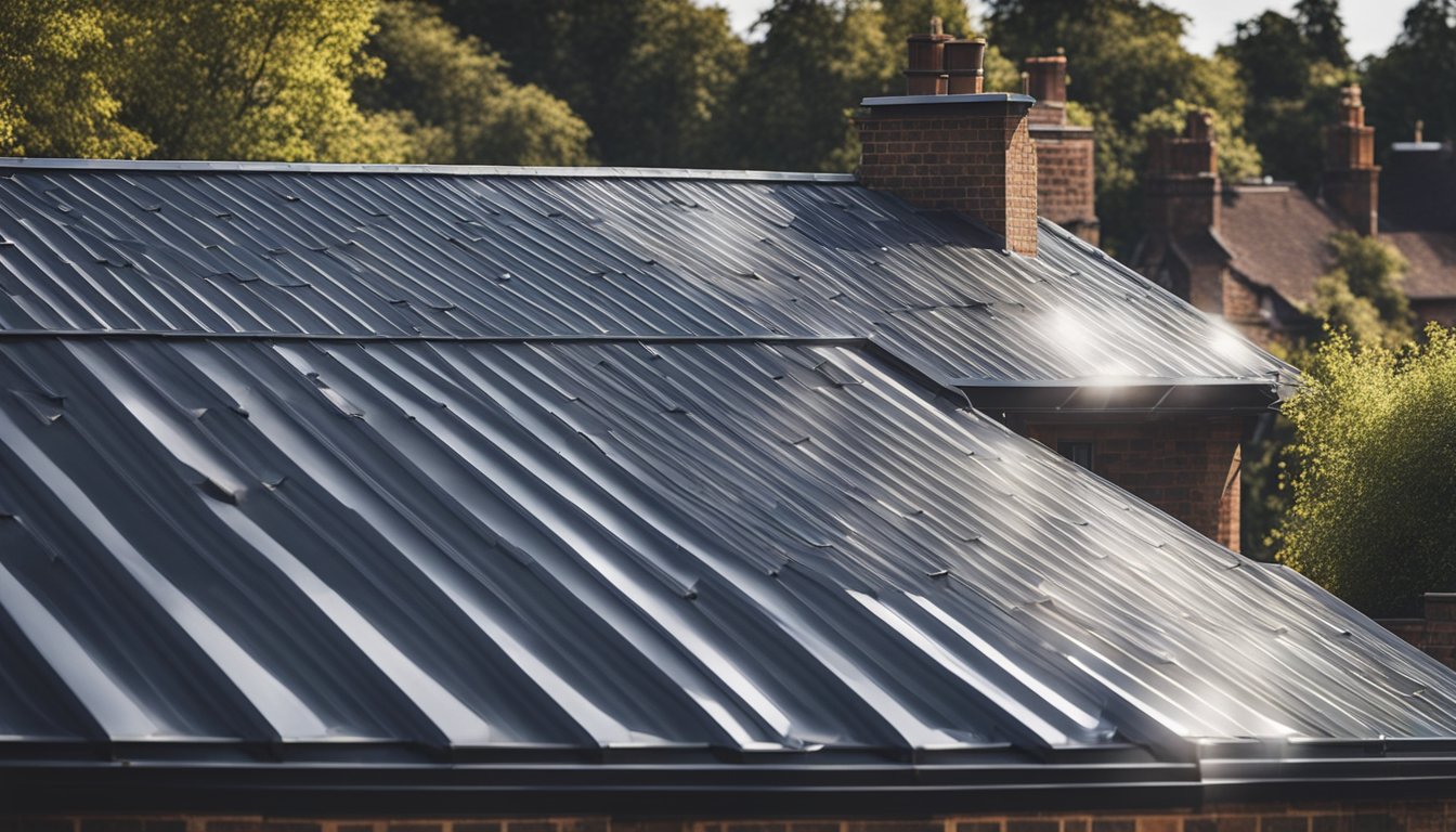 A modern metal roof atop a UK home, with various options displayed and labeled for easy identification