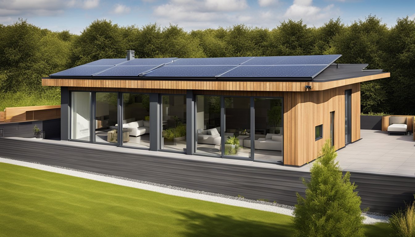 A sleek, contemporary roof design with innovative features, such as solar panels and green roofing, adorning a modern UK home