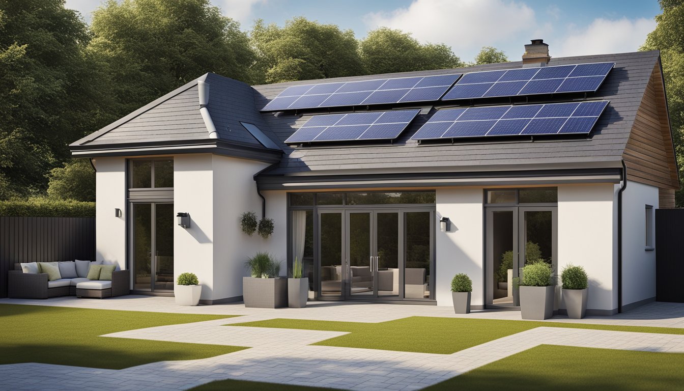 A modern UK home with solar panels, weather sensors, and automated roof vents