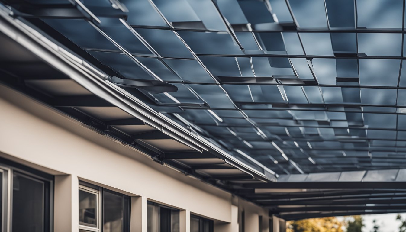 A roof with various types of flashing installed at different junctions and angles