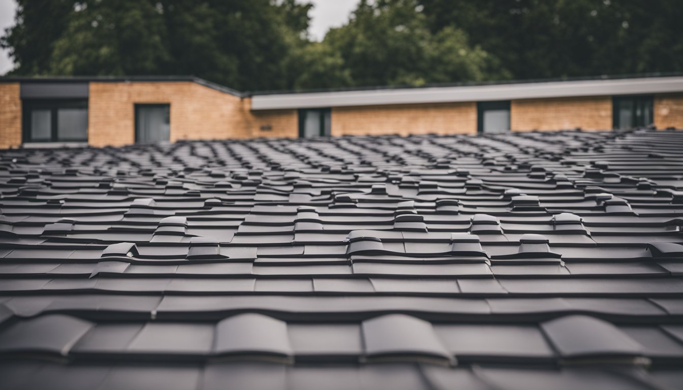 A modern UK roof with a variety of materials and styles, showcasing durability and weather resistance