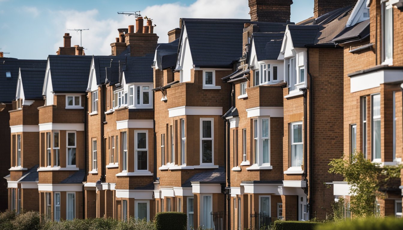 A row of UK homes with various modern roof shapes and styles