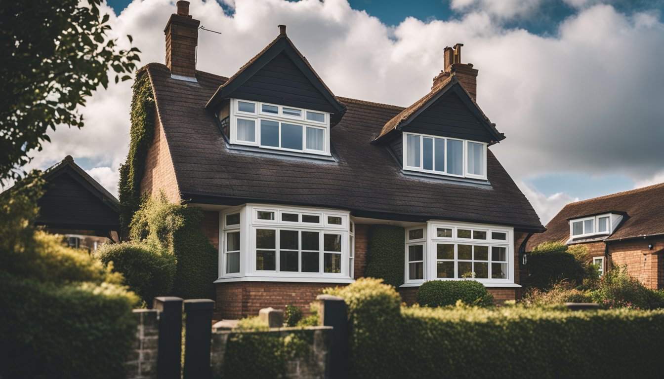 A cozy British home with a well-maintained roof under a cloudy sky