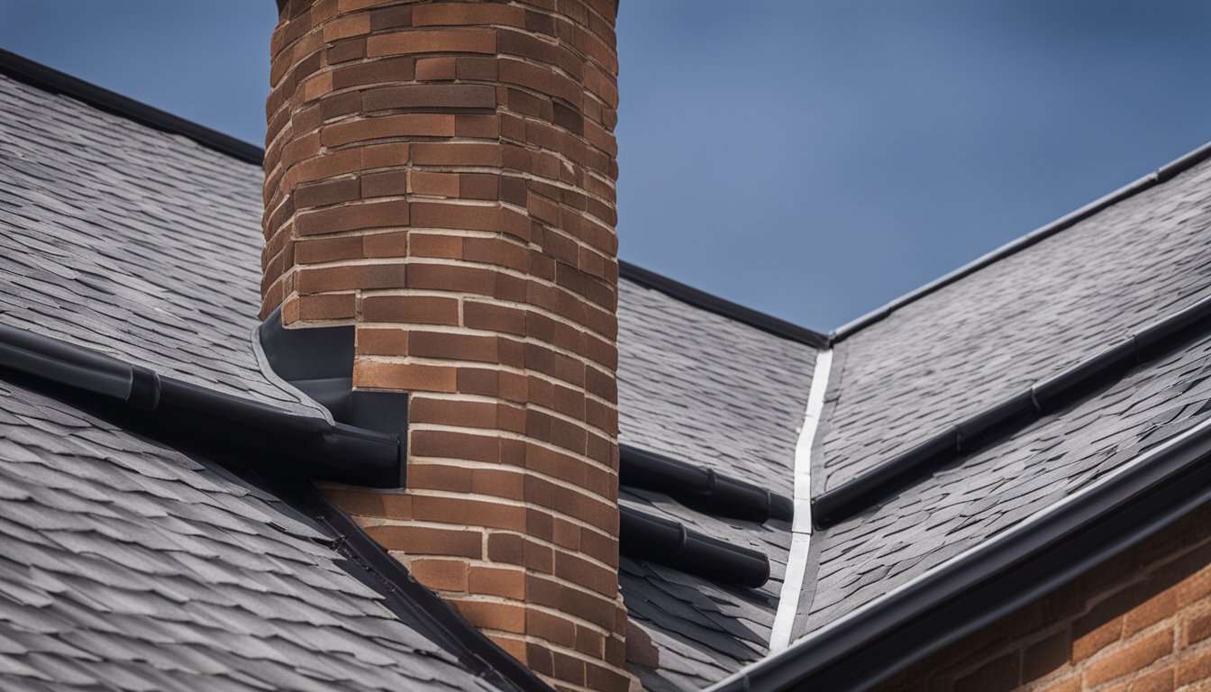 A chimney with a clear and unobstructed vent, surrounded by well-maintained roofing and exterior walls